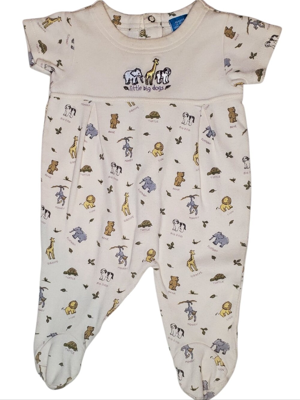 Vintage Little Big Dogs Footed Romper Sleeper Animal Print 0-3 Months